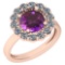 2.96 Ctw Amethyst And Diamond I2/I3 10k Rose Gold Vintage Style Ring