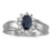 Certified 14k White Gold Oval Sapphire And Diamond Ring