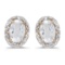 Certified 14k Yellow Gold Oval White Topaz And Diamond Earrings