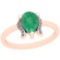 0.80 Ctw Emerald And Diamond I2/I3 14K Rose Gold Vintage Style Ring