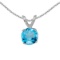 Certified 14k White Gold Round Blue Topaz Pendant