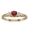 Certified 14k Yellow Gold Round Garnet And Diamond Ring