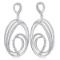 Certified 14K White Gold Oval Satin Drop Diamond Earrings 0.37 CTW