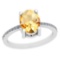 2.10 Ctw Citrine And Diamond I2/I310K White Gold Vintage Style Ring