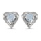 Certified 14k White Gold Round Aquamarine Heart Earrings