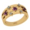 0.44 Ctw I1/I2Amethyst And Diamond 10K Yellow Gold Anniversary Ring