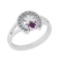 0.22 Ctw I2/I3 Amethyst And Diamond 10K White Gold Vintage Style Ring