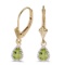 Certified 14k Yellow Gold Pear Peridot And Diamond Leverback Earrings