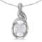 Certified 14k White Gold Oval White Topaz And Diamond Pendant