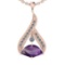 39.84 Ctw I2/I3 Amethyst And Diamond 10K Rose Gold Vintage Style Pendant