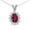 Certified 14k White Gold Oval Rhodolite Garnet And Diamond Pendant