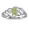 Certified 10k White Gold Oval Peridot And Diamond Ring