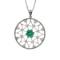 Certified 14k White Gold Emerald and Diamond Spider Web Pendant