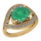 2.42 Ctw Emerald And Diamond I2/I3 14K Yellow Gold Vintage Style Ring