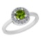 0.62 Ctw Peridot And Diamond I2/I3 10k White Gold Vintage Style Ring