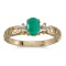 Certified 10k Yellow Gold Oval Emerald And Diamond Ring 0.35 CTW