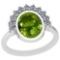 3.28 Ctw VS/SI1 Peridot And Diamond Platinum Vintage Style Ring