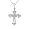 Certified 14k White Gold Small Milgrain Diamond Cross Pendant