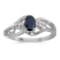 Certified 14k White Gold Oval Sapphire And Diamond Ring