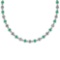 4.04 Ctw SI2/I1 Emerald And Diamond Style Bezel Set 14K White Gold Necklace