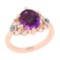 2.63 Ctw I2/I3 Amethyst And Diamond 10K Rose Gold Promises Ring