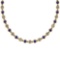 4.04 Ctw SI2/I1 Blue Sapphire And Diamond Style Bezel Set 14K Yellow Gold Necklace