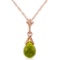 2.5 CTW 14K Solid Rose Gold Necklace Briolette Peridot