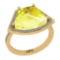 4.74 Ctw I2/I3 Lemon Topaz And Diamond 10K Yellow Gold Ring