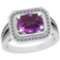 1.53 Ctw Amethyst And Diamond I2/I3 10K White Gold Vintage Style Ring