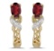 Certified 14k Yellow Gold Oval Garnet And Diamond Earrings