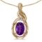 Certified 14k Yellow Gold Oval Amethyst And Diamond Pendant 0.35 CTW