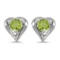 Certified 14k White Gold Round Peridot Heart Earrings
