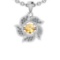 0.68 Ctw I2/I3 Citrine And Diamond 10K White Gold Leaf Pendant