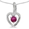 Certified 10k White Gold Round Rhodolite Garnet And Diamond Heart Pendant