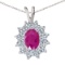 Certified 14k White Gold Ruby Oval Pendant with Diamonds