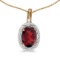 Certified 14k Yellow Gold Oval Garnet And Diamond Pendant