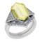 5.25 Ctw I2/I3 Lemon Topaz And Diamond 10K White Gold Engagement Set Ring