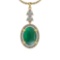 16.00 Ctw VS/SI1 Emerald And Diamond 14K Yellow Gold Pendant