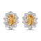 Certified 10k Yellow Gold Oval Citrine And Diamond Earrings