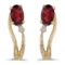 Certified 14k Yellow Gold Oval Garnet And Diamond Wave Earrings