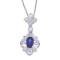 Certified 14k White Gold Sapphire and Diamond Fleur De Lis Pendant