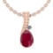 0.78 Ctw VS/SI1 Ruby And Diamond 14K Rose Gold Pendant