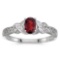 Certified 14k White Gold Oval Garnet And Diamond Ring