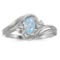 Certified 14k White Gold Oval Aquamarine And Diamond Ring