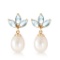 9.5 CTW 14K Solid Gold Dangling Earrings pearl Aquamarine