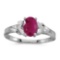 Certified 14k White Gold Oval Ruby And Diamond Ring