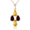 1.5 Carat 14K Solid Gold Twinkling Garnet Citrine Necklace