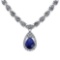 14.44 Ctw SI2/I1 Blue Sapphire And Diamond 14K White Gold Necklace