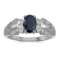 Certified 14k White Gold Oval Sapphire And Diamond Ring 0.81 CTW