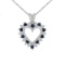 Certified 14k White Gold Sapphire and Diamond Heart Shaped Pendant